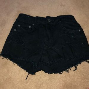 High Rise Black Mini Shorts